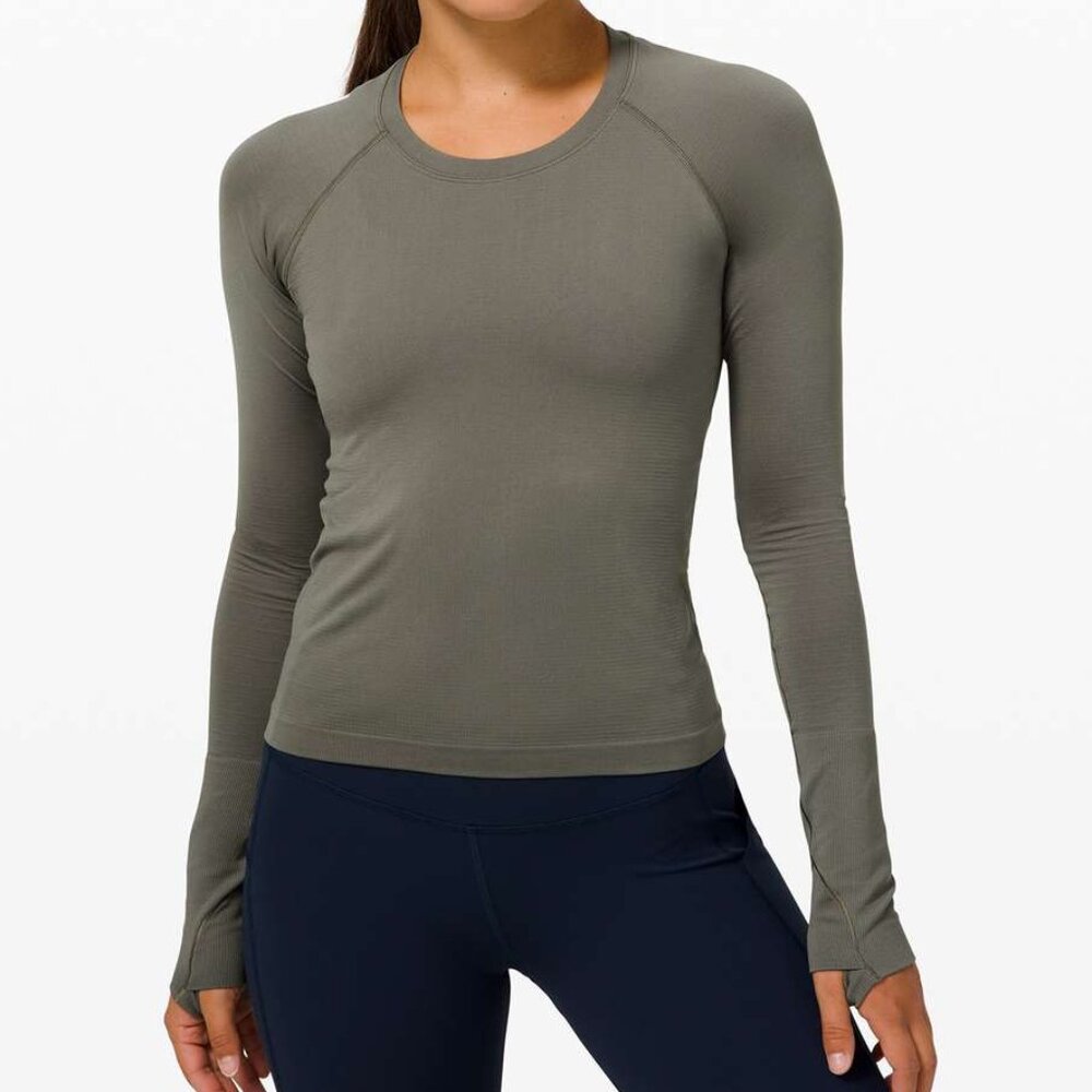 Lululemon Swiftly Tech Long-Sleeve Shirt 2.0 *Race Length Size 6 Grey Sage